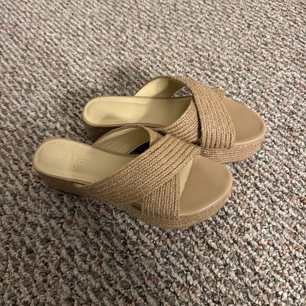 RAYE Tan Platform Woven Sandals
